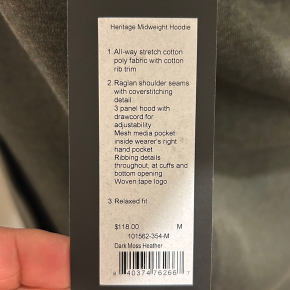 Rhone Men’s Army Green Hoodie NWT Size Medium Retail $118 - Picture 12 of 15